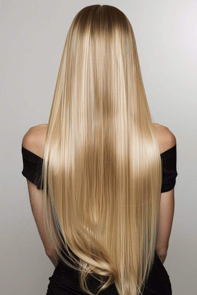 Sleek straight hair